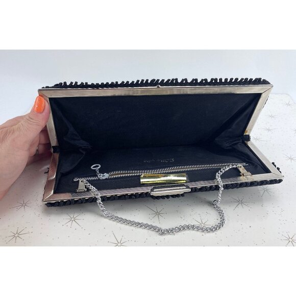 Vintage 50s black purse, La Marquise clutch, Mid Century, formal event - Picture 6 of 10